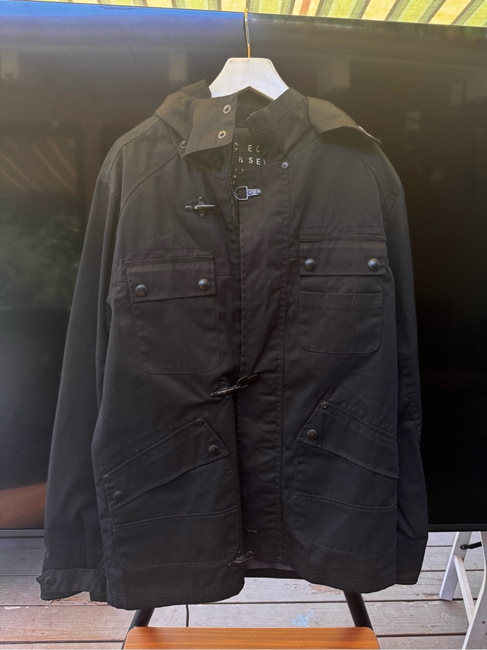 Marc Ecko Black Hooded Military Field Jacket